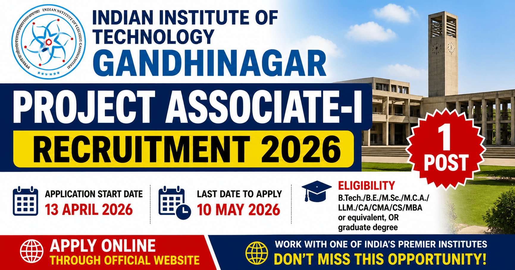 IIT Gandhinagar Project Associate 2026