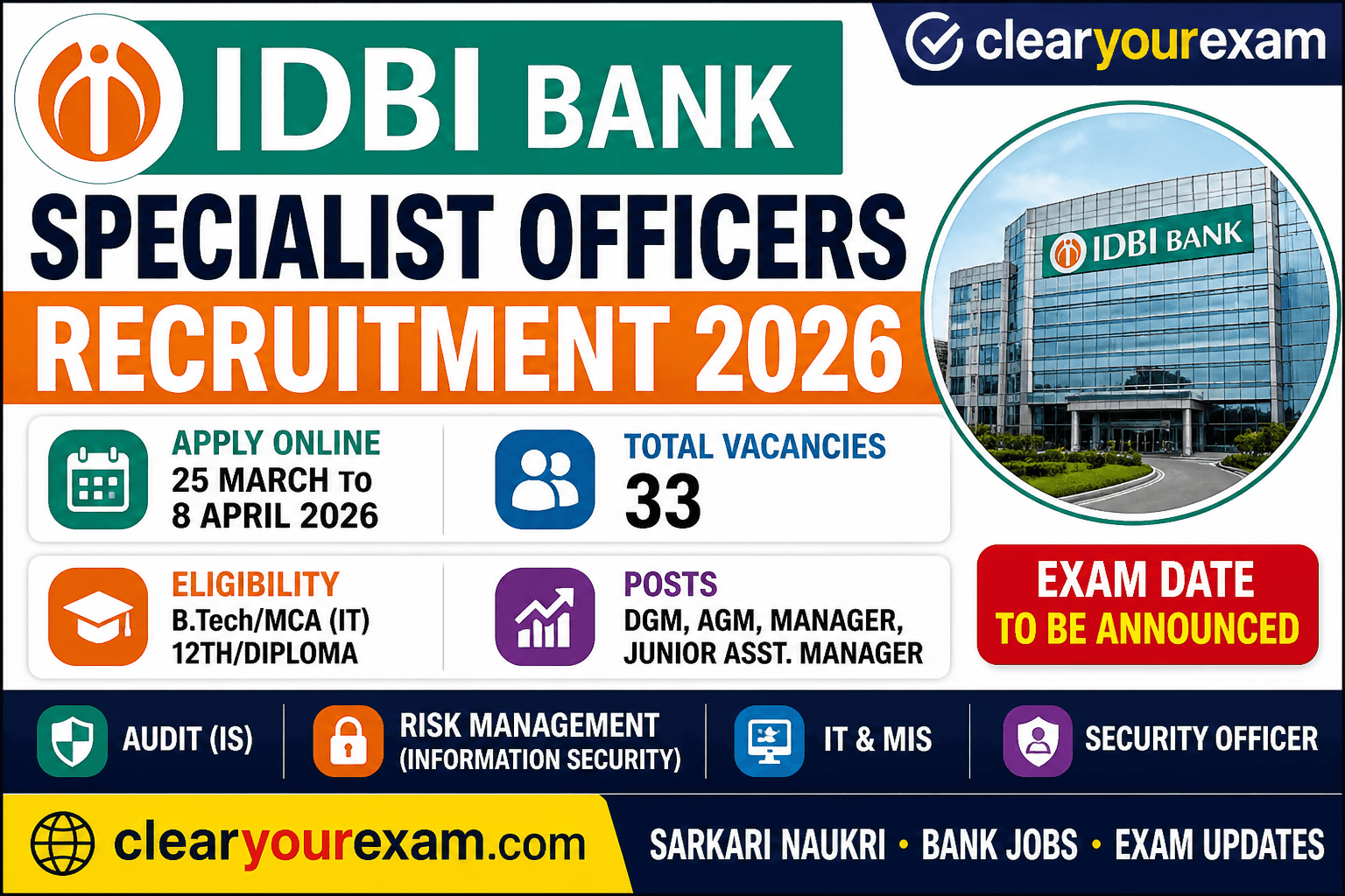 IDBI JAM 2026 — Junior Associate Manager Apply Online, Notification & Exam Date